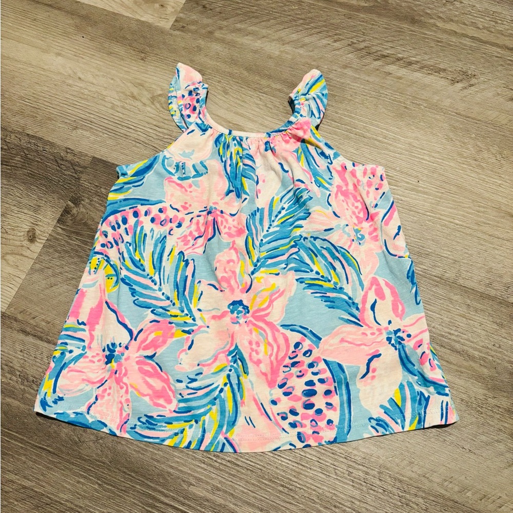Lilly Pulitzer Pink, Blue & Yellow Floral Dress 6-12 Months